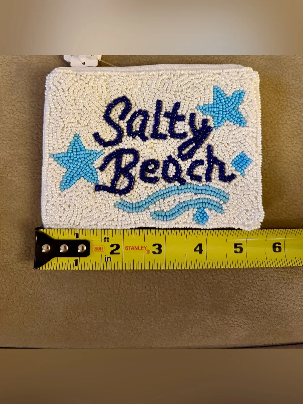 🌊⭐️Salty Beach Beaded White and Blue Coin Purse